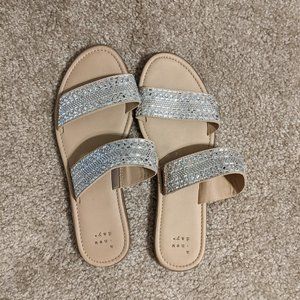 Target a new day silver double strap slide sandal super comfy worn 1x 8 fits 7.5